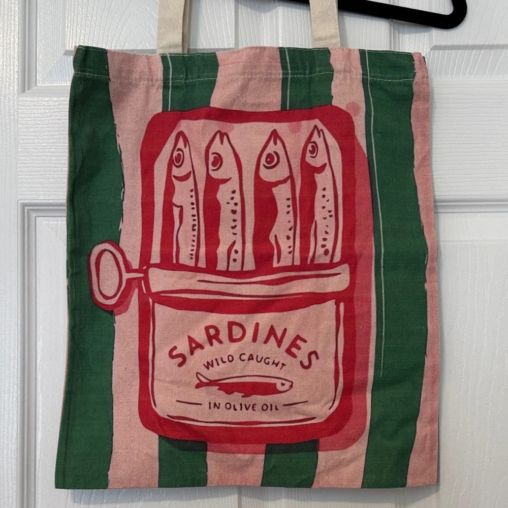Striped Sardines Canvas Tote Bag - Picture 2 of 8